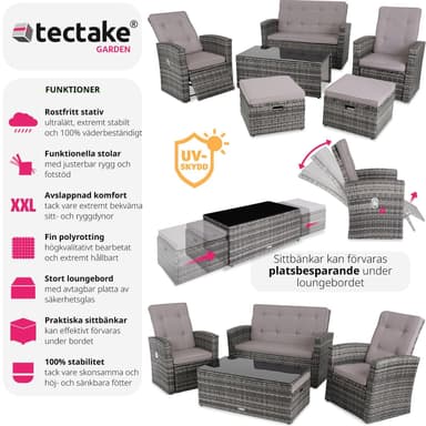 tectake Loungeset i konstrotting Bari - grå