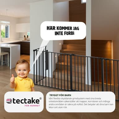 tectake Kaminskydd 5 delar med Säkerhetsgrind, Variabel konstruktion - svart