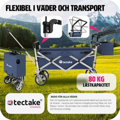 tectake Nico hopfällbar skrinda med bärväska, lastkapacitet 80kg - blå