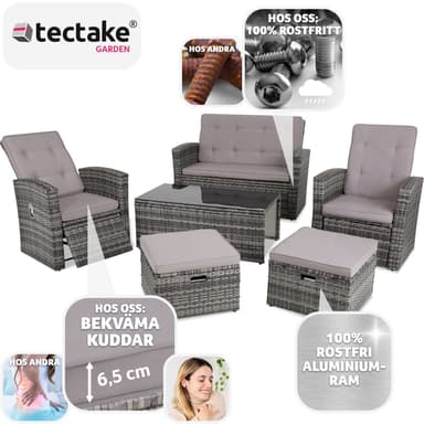 tectake Loungeset i konstrotting Bari - grå