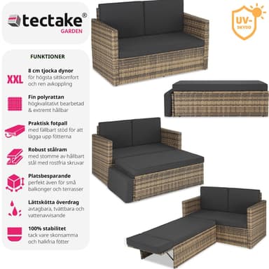 tectake Loungesoffa Korfu - natur