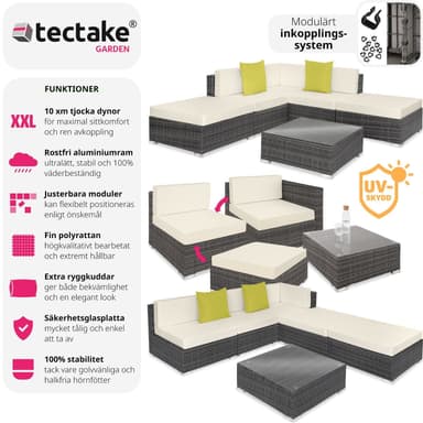 tectake Loungeset i konstrotting Paris - grå