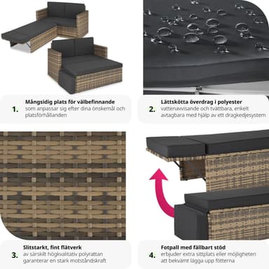 tectake Loungesoffa Korfu - natur