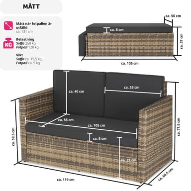 tectake Loungesoffa Korfu - natur