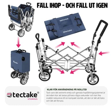 tectake Nico hopfällbar skrinda med bärväska, lastkapacitet 80kg - blå