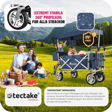 tectake Nico hopfällbar skrinda med bärväska, lastkapacitet 80kg - blå