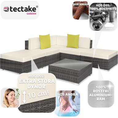tectake Loungeset i konstrotting Paris - grå