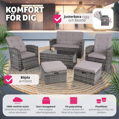 tectake Loungeset i konstrotting Bari - grå