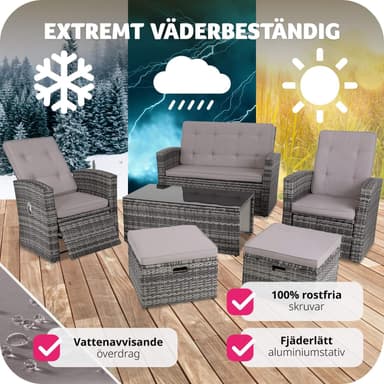 tectake Loungeset i konstrotting Bari - grå
