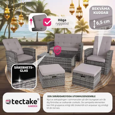 tectake Loungeset i konstrotting Bari - grå