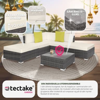 tectake Loungeset i konstrotting Paris - grå