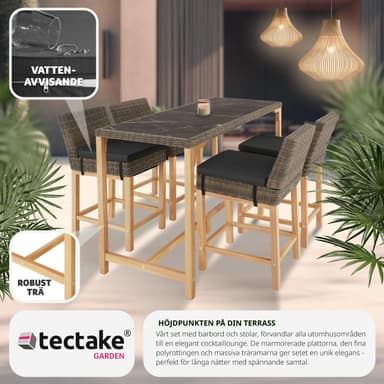 tectake Barbord Lovas i rotting med 4 Latina stolar - natur