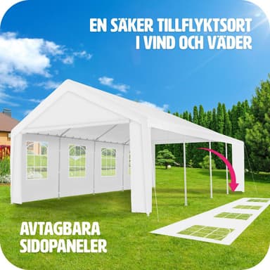 tectake Partytält, Paviljong Mammut 8x4m, stabil och vattentät - vit