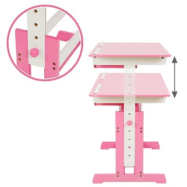 tectake Skrivbord för barn - höjdjusterbart - pink