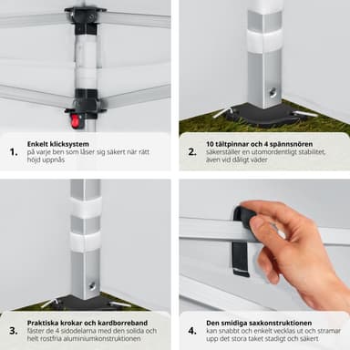 tectake Hopfällbar partytält Viola 3x6 m med 4 sidodelar - vit