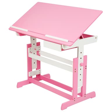 tectake Skrivbord för barn - höjdjusterbart - pink