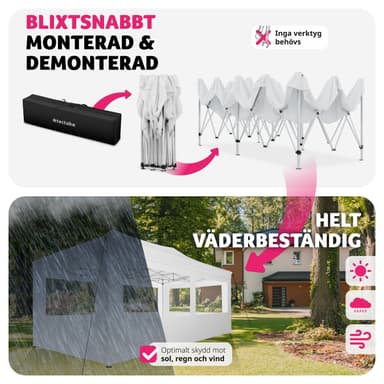 tectake Hopfällbar partytält Viola 3x6 m med 4 sidodelar - vit