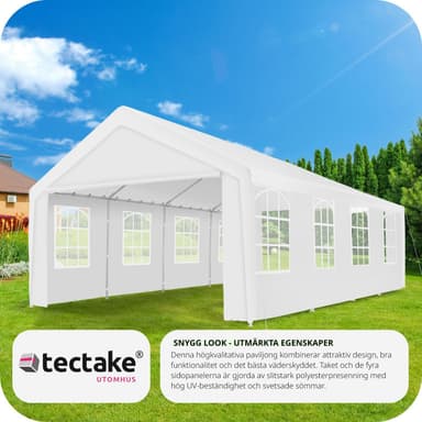 tectake Partytält, Paviljong Mammut 8x4m, stabil och vattentät - vit