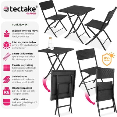 tectake Cafegrupp Trevi i konstrotting - svart