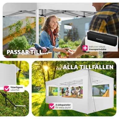 tectake Hopfällbar partytält Viola 3x6 m med 4 sidodelar - vit