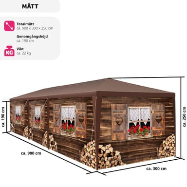 tectake Paviljong Alpstuga, vattentät, UV-beständig - 9 m