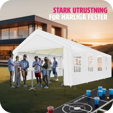 tectake Partytält, Paviljong Mammut 8x4m, stabil och vattentät - vit