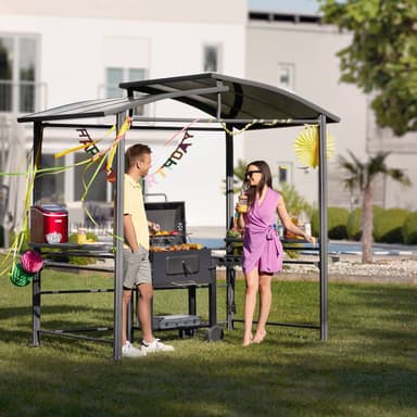 tectake Grillpaviljong Asado 2,4x1,5x2,34m - grå
