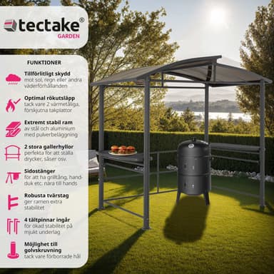 tectake Grillpaviljong Asado 2,4x1,5x2,34m - grå