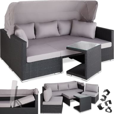 tectake Loungegrupp - Konstrotting San Marino - svart