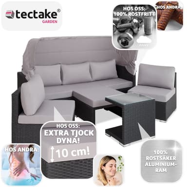 tectake Loungegrupp - Konstrotting San Marino - svart