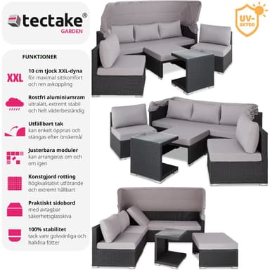 tectake Loungegrupp - Konstrotting San Marino - svart