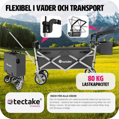 tectake Nico hopfällbar skrinda med bärväska, lastkapacitet 80kg - grå