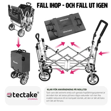 tectake Nico hopfällbar skrinda med bärväska, lastkapacitet 80kg - grå