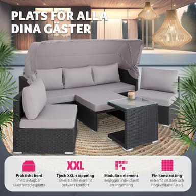 tectake Loungegrupp - Konstrotting San Marino - svart
