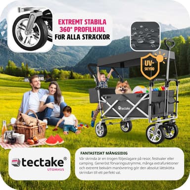 tectake Nico hopfällbar skrinda med bärväska, lastkapacitet 80kg - grå