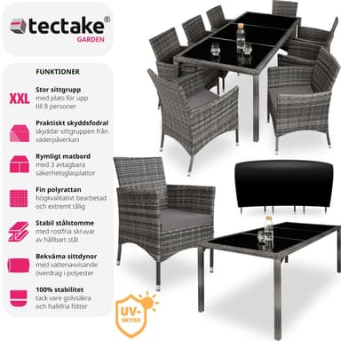 tectake Matgrupp i konstrotting Valencia - gråmelerad/grå