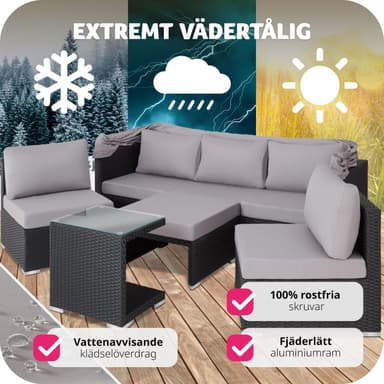 tectake Loungegrupp - Konstrotting San Marino - svart