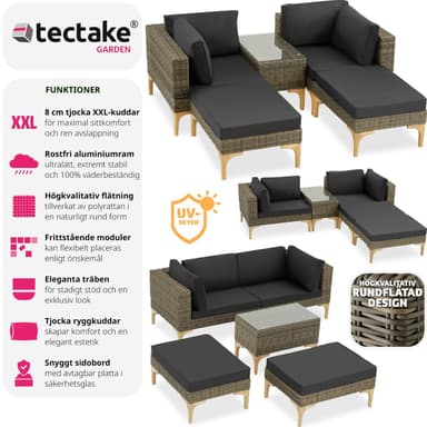 tectake Loungeset Bellaria med aluminiumstomme - natur