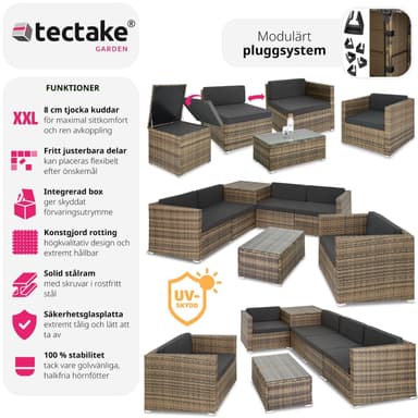 tectake Loungeset Pisa i konstrotting - natur