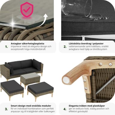 tectake Loungeset Bellaria med aluminiumstomme - natur