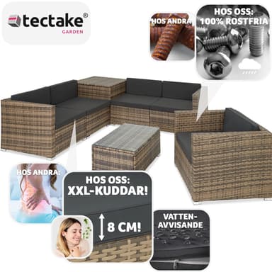 tectake Loungeset Pisa i konstrotting - natur