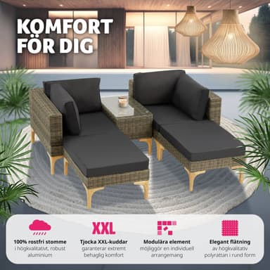 tectake Loungeset Bellaria med aluminiumstomme - natur