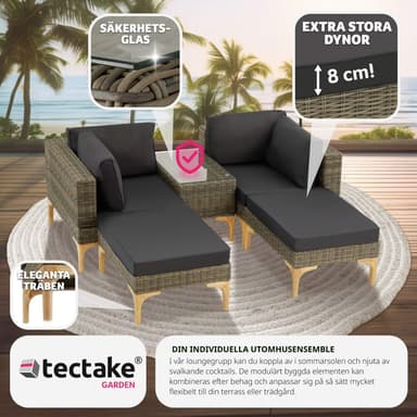 tectake Loungeset Bellaria med aluminiumstomme - natur