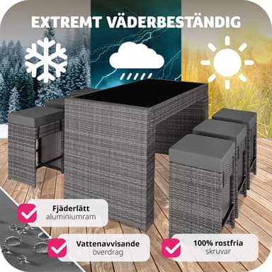 tectake Barset Ibiza i konstrotting inkl. överskyddsdrag - grå