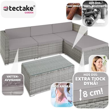 tectake Loungeset Florenz i konstrotting - ljusgrå/mörkgrå
