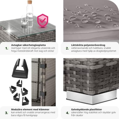 tectake Loungeset Lignano med 2 fåtöljer - grå