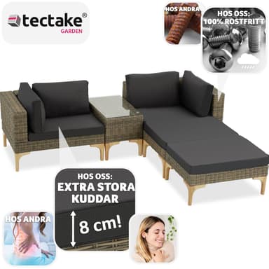 tectake Loungeset Bellaria med aluminiumstomme - natur