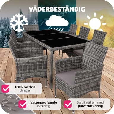 tectake Matgrupp i konstrotting Valencia - gråmelerad/grå