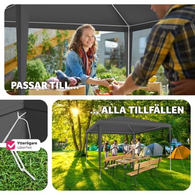 tectake Paviljong Kara 3x3 m - grå