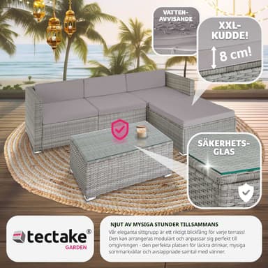 tectake Loungeset Florenz i konstrotting - ljusgrå/mörkgrå